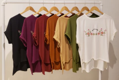 AW23 - 2626 - Remeron crepe mc con tajos y bordado "Yucatan" - comprar online