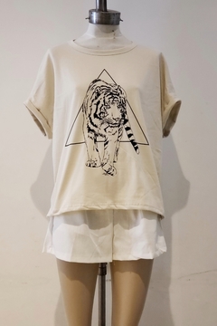 #2763 Remeron algodon mc con tajos y estampado tigre "Yucatan" en internet