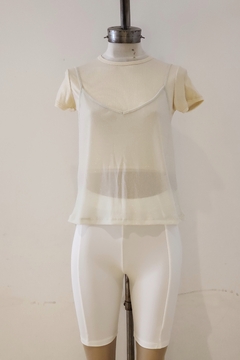 #2782 Musculosa tul con lurex bretel fino "Cookie" - comprar online