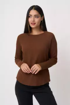 AW23 - 2591 - Remera panal ml basica manga ranglan "Hazelnut"