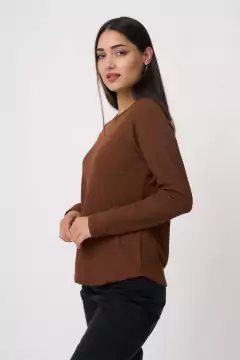 AW23 - 2591 - Remera panal ml basica manga ranglan "Hazelnut" - comprar online