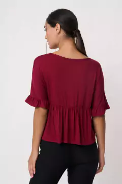 AW23 - 2583 - Remera crepe mg al codo c frunce en cuerpo y manga "Ares" - comprar online