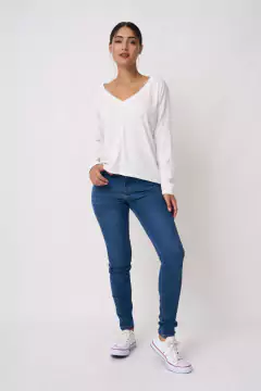AW23 - 2586 - Remera morley ribb ml escote v basica "Herc" - tienda online