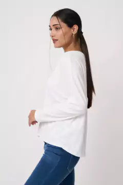 AW23 - 2586 - Remera morley ribb ml escote v basica "Herc" - comprar online