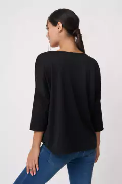 AW23 - 2588 - Remera morley ribb 3/4 cuello v pico "Regla" - comprar online
