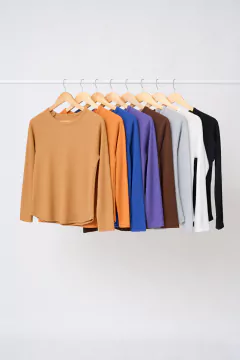 AW23 - 2591 - Remera panal ml basica manga ranglan "Hazelnut"