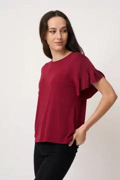 AW23 - 2608 - Remera crepe mc manga con volado "Costa" en internet