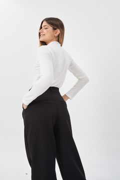 #4870 Pantalon wide leg crepe sastrero con pinza - Bluming
