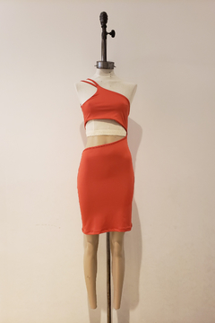 #8048 Vestido microfibra lycra doble bretel y recorte "Tech"