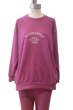 Imagen de AW23 - 3552 - Maxibuzo rustico manga ranglan , bordado "Manhattan"