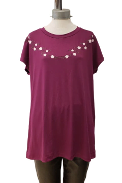 AW23 - 2610 - Remeron crepe mc con manga japonesa y bordado flores "Ceres"