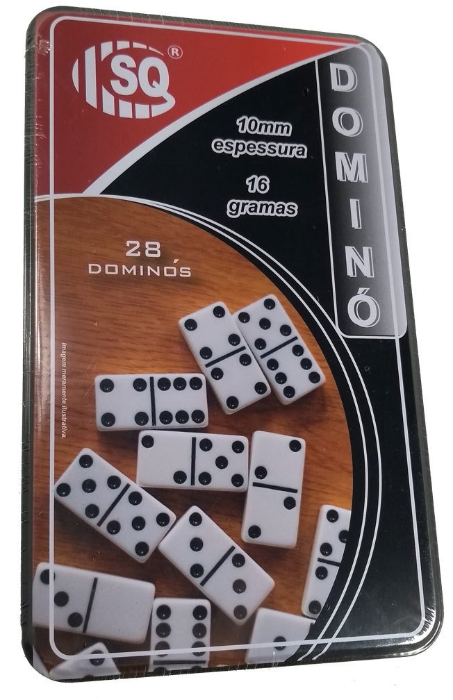 Jogo de dominó profissional em lata 28 peças branco 1 linha