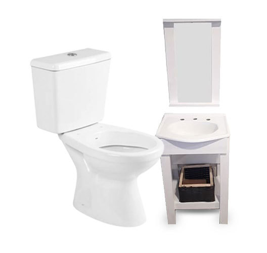 INODORO LARGO, DEPOSITO ROCA CAPEA + VANITORY 50 CM (VARIOS COLORES)