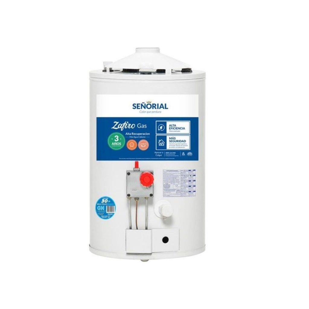 TERMOTANQUE MULTIGAS 30 LTS ALTA RECUPERACION SEÑORIAL ZAFIRO