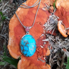 Dije de plata con Turquesa y Rodocrosita