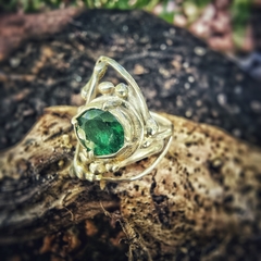 Anillo de plata esmeralda filigrana