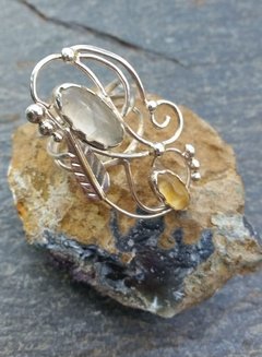Anillo de plata cuarzo cristal y topacio - comprar online