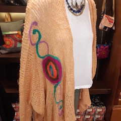 Kimono de lana mohair con aplique
