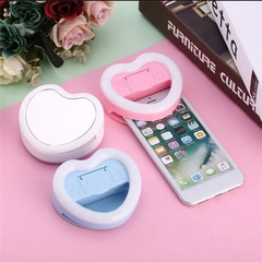 Aro luz led corazón para celular/tablet c/espejo