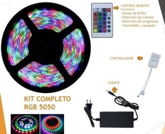 Tira Led Exterior/Interior Smd 5050 Rgb 5mts + Fuente + Control Remoto - comprar online