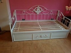 Diván Cama Modelo 2 Ángeles En Hierro Forjado Con Carrito - tienda online