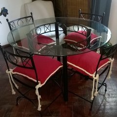 Juego de Mesa Redondo con vidrio de 1,20 y 4 Sillas