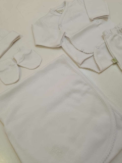 ajuar 5 piezas algodon pima liso blanco - comprar online