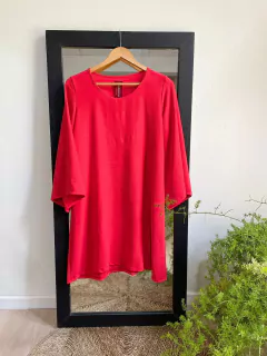 VESTIDO DE CREPE LISO M 3/4 - ABAKA