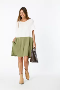 VESTIDO LINO BICOLOR - comprar online