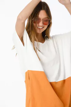 VESTIDO LINO BICOLOR - comprar online