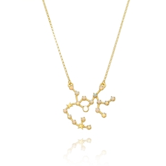 Sagittarius necklace - Sterling silver gold plated with opals - buy online