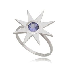 Anillo de Sol en oro blanco con Tanzanita