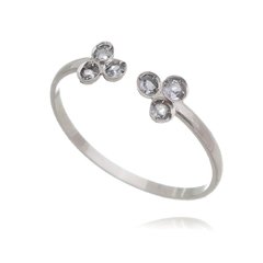 18K White gold Trio of gemstones ring with Tanzanites