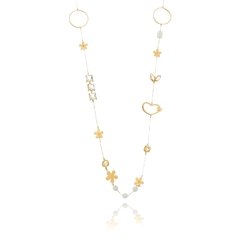 Mixed Flowers and gems long necklace - buy online