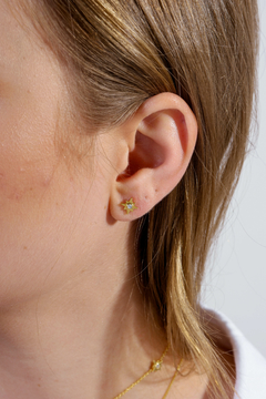 Image of 18k Gold tiny Star earrings with white Sapphires or Diamonds