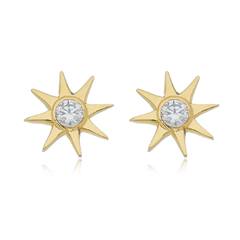 Sterling silver or Gold plated tiny sun earrings - buy online