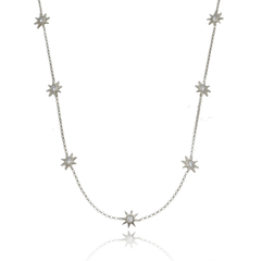 Gargantilla de sol en oro con Zafiros blancos o Brillantes (7 soles) - comprar online