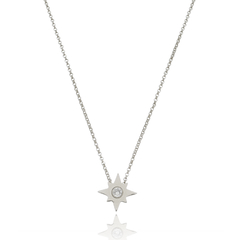 18k Gold Star pendant with white Sapphire or Diamond - buy online