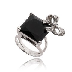 Anillo con lazo con baño de rodio