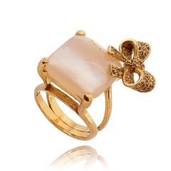 Sweet bow ring gold plated and mother of pearl - buy online