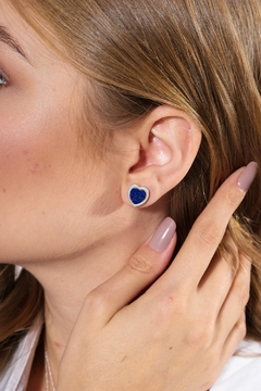 8mm Heart-shaped Lapis Lazuli Earrings on internet