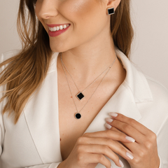 Image of Square / Diamond -Shaped Onyx Earrings
