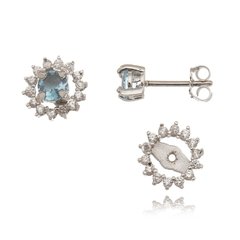 Stud earrings with a shining gallery and Sky Blue Topaz on internet