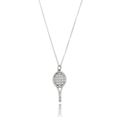 Collar raqueta de tenis con mango retorcido en plata