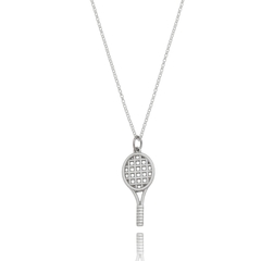 Collar raqueta de tenis con grip en plata - unisex