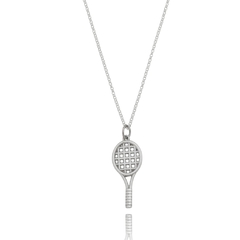 White gold Tennis racket with grip handle necklace Unisex