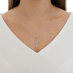 Collar raqueta de tenis con grip en plata - unisex - comprar online