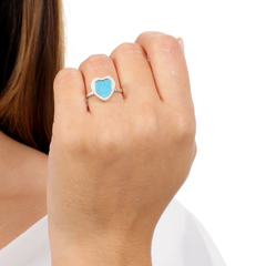 Anillo Corazoncito de Howlita Turquesa - comprar online