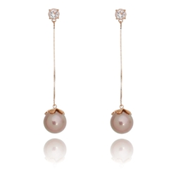 Rose Pearl pendant earrings with crystal