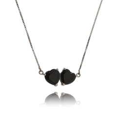 Double onyx heart necklace - buy online